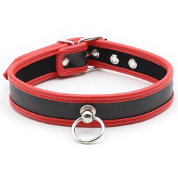 Generique Collier O Ring Simili Noir-Rouge